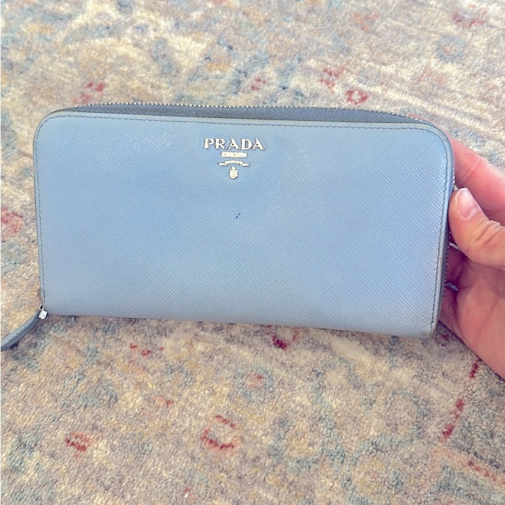 Prada Blue Zippy Wallet